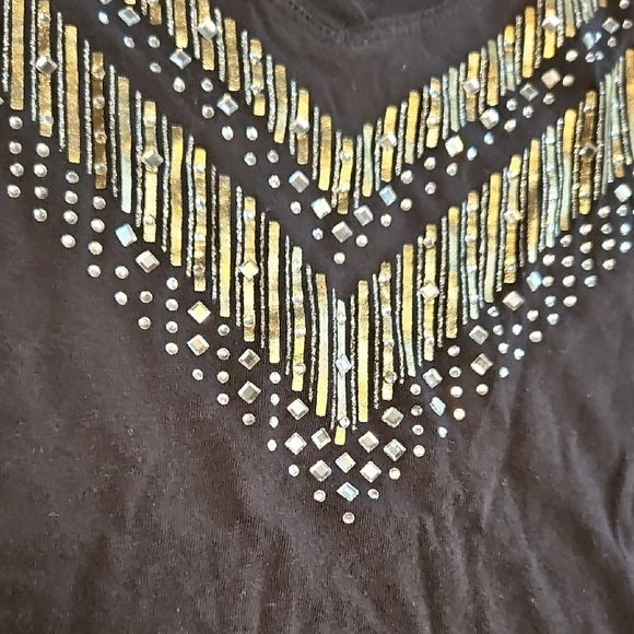 Guess Black Fitted Sparkly / Studded Tee - Picture 2 of 8